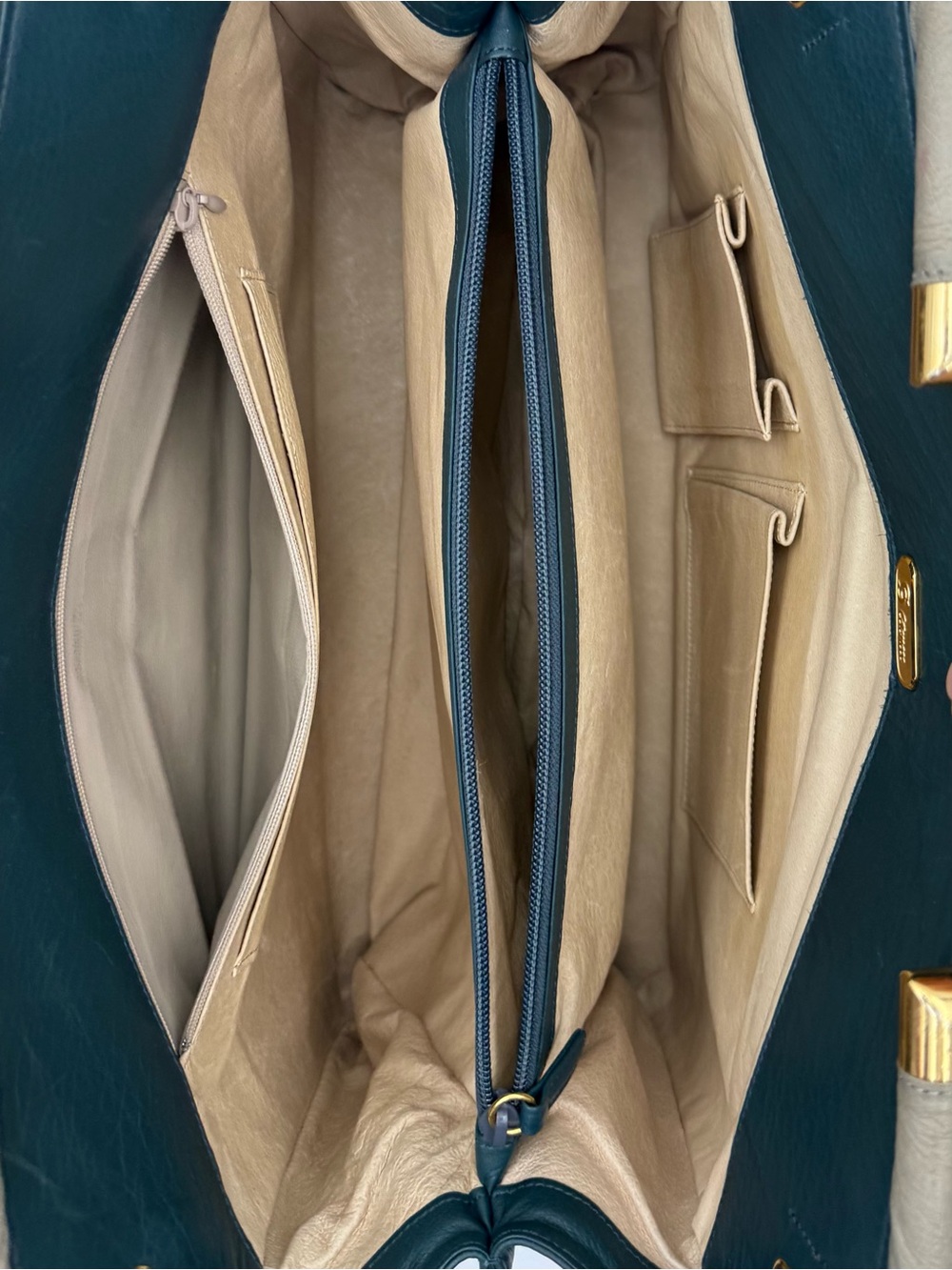 🗼CÉLENCEE GINZA Blue Green / Grey Touch Exotic OSTRICH Loom Bag • Made in JAPAN - Picture 16 of 16